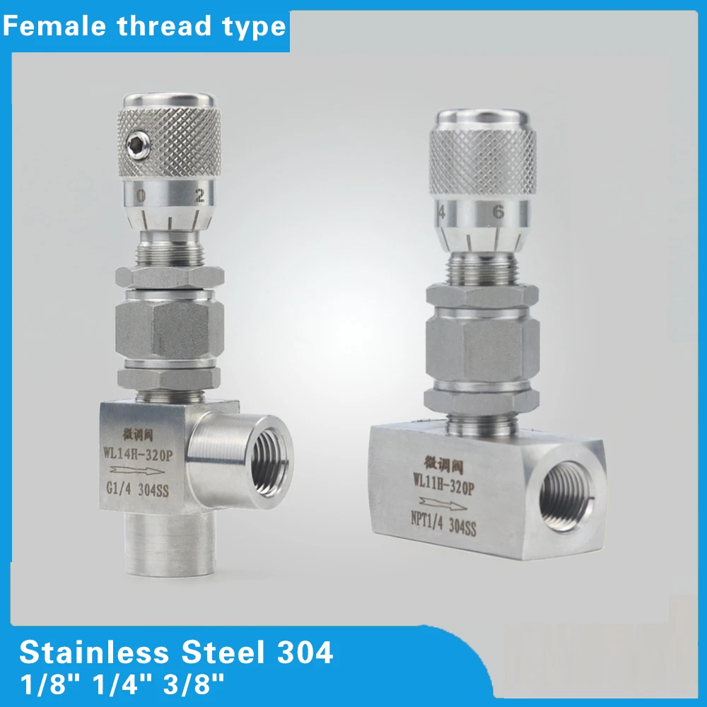 

G 1/8 "1/4" 3/8" NPT 1/2 "игольчатый клапан из нержавеющей стали 304, микродозатор, регулирующий клапан потока, контроллер для воды, газа, масла