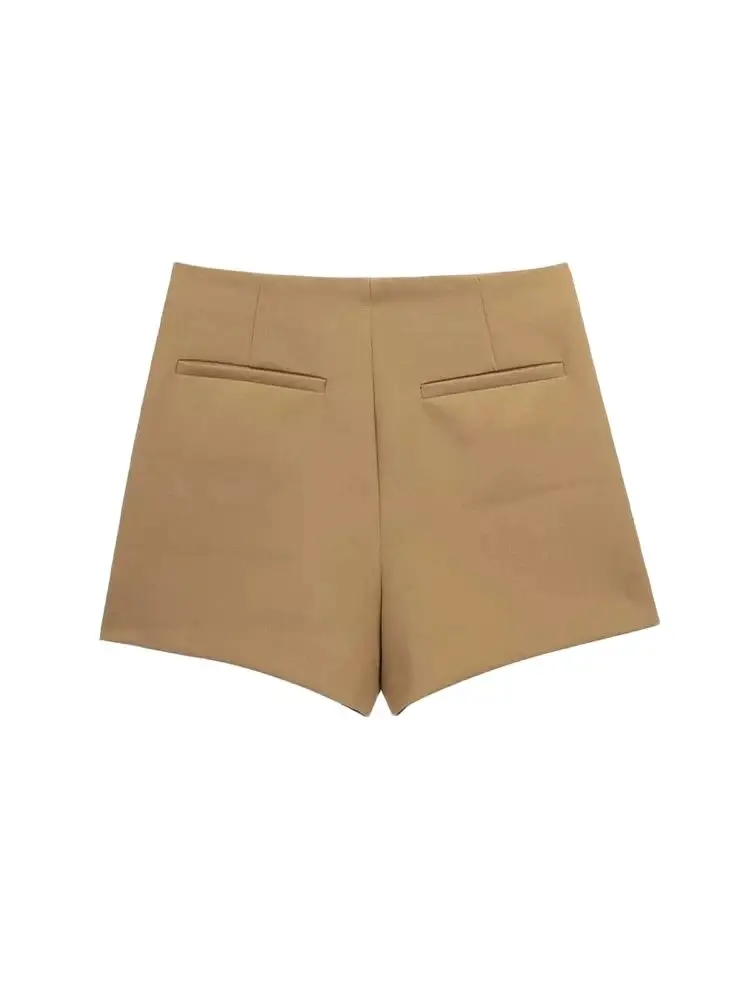 Trza moda feminina pareo estilo assimétrico shorts saias vintage cintura alta zíper lateral feminino skort mujer