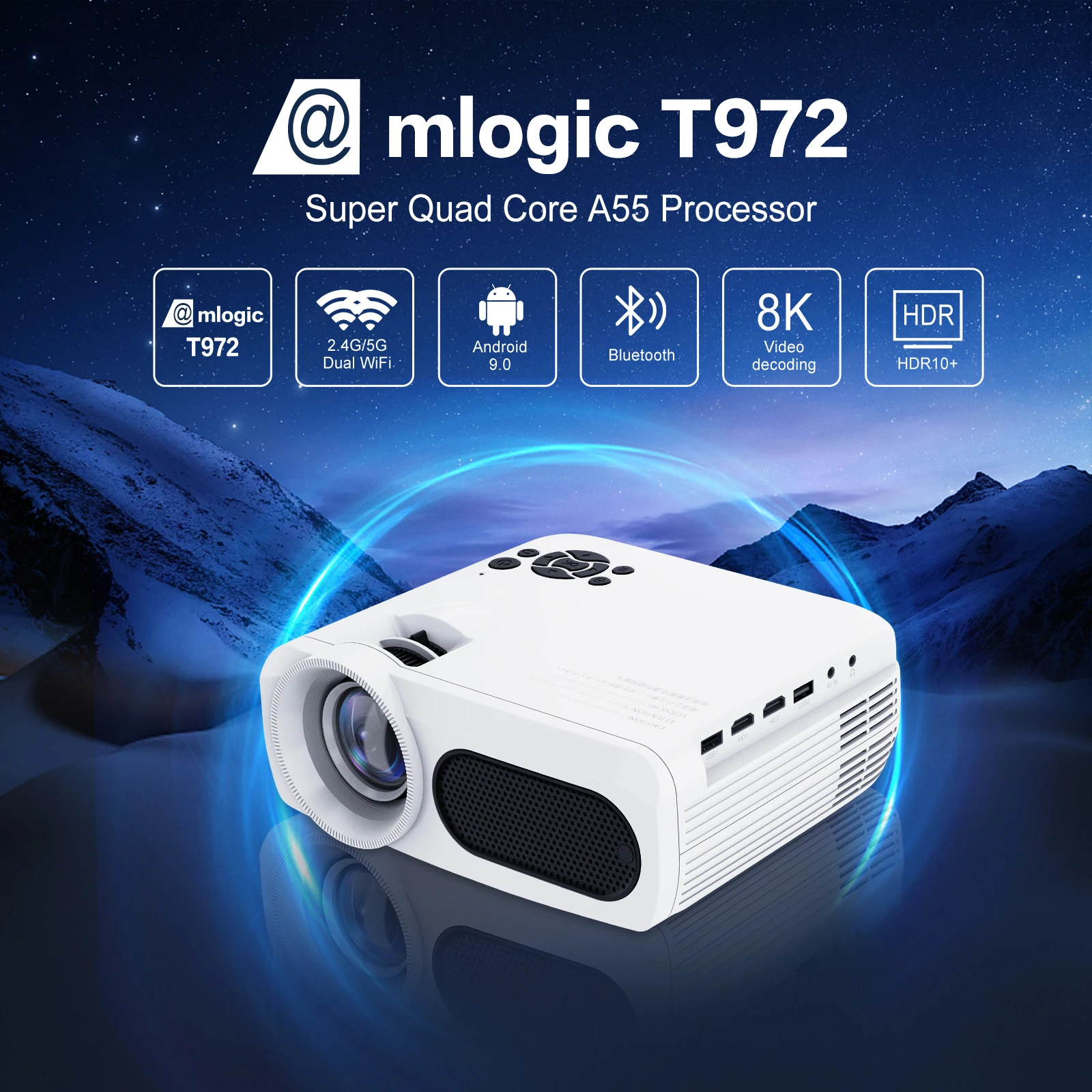 M7 Home Theater Projector Android 9.0 for 4K Projector WIFI6 BT4.1 300ANSI Support 8K 1920*1080 LED 3D HD Smart Beam Projector