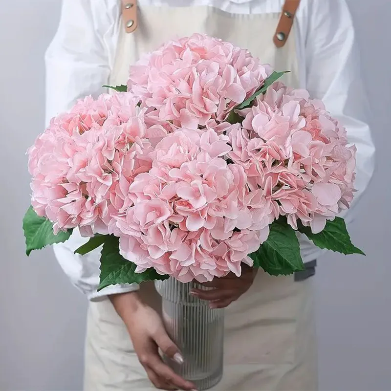 4pcs Realistic Artificial Hydrangea Flowers, Silk Fake Flower For Home Wedding DIY Party Decor, For Room Table decoration