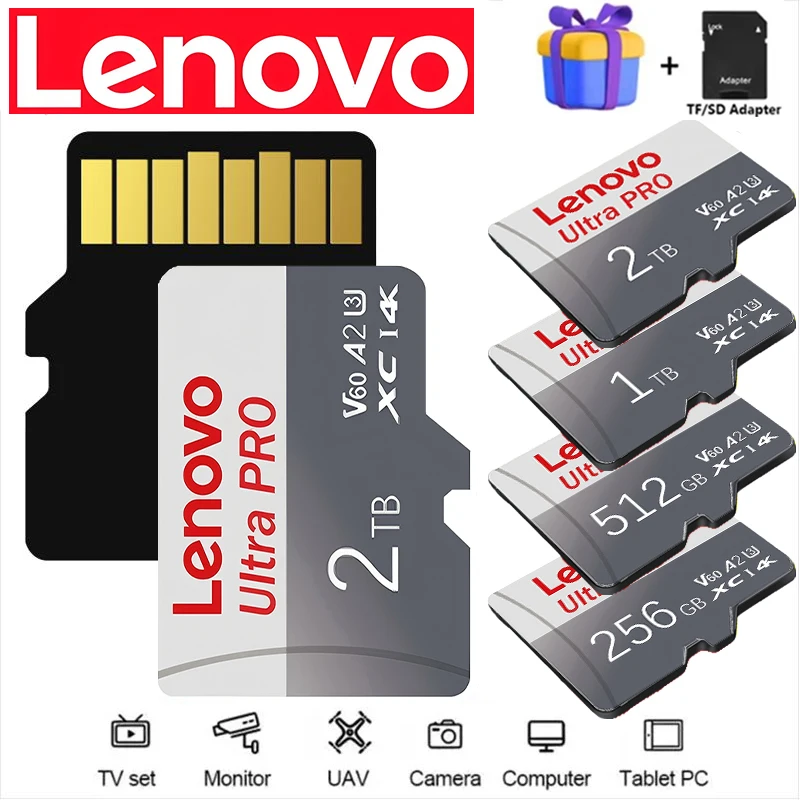 Карта памяти Lenovo Micro TF 256 ГБ 512 ГБ, высокоскоростная SD-карта 128 ГБ 256 ГБ, флеш-карта U3 TF для телефонов Xiaomi, камер и планшетов