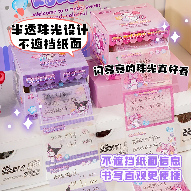 Picture 4: Kuromi Pull Out Post-It Note Cartoon Melody Error Note Paper Stickers Full Adhesive Multi-Style Index Label Stickers