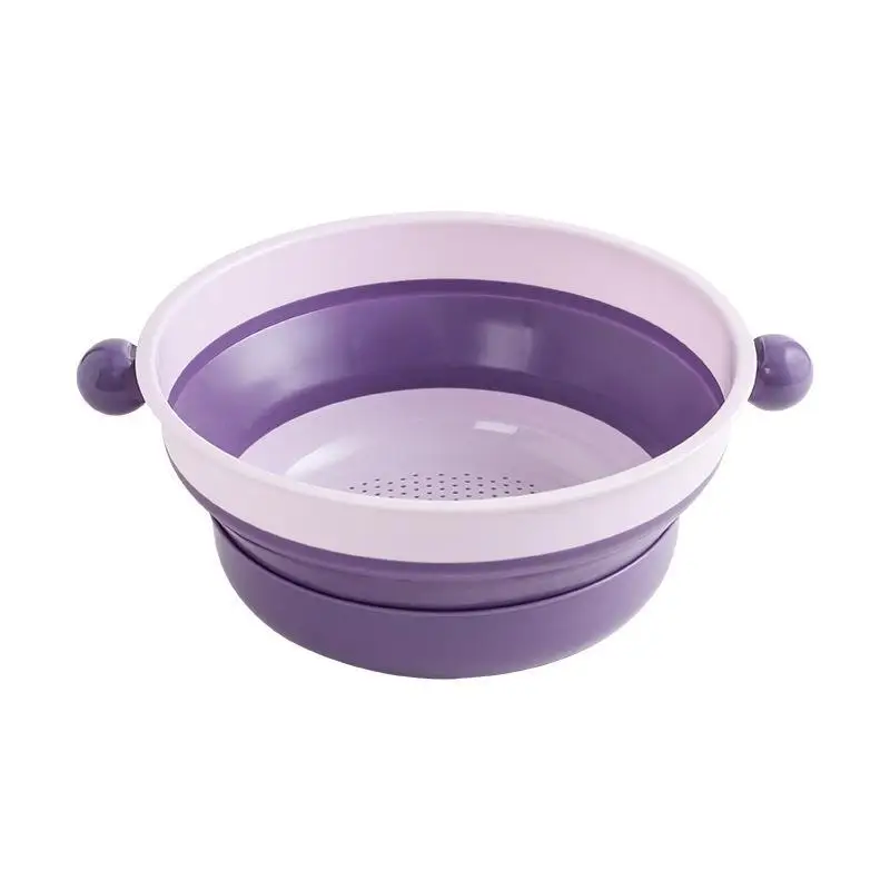 Double Layer Collapsible Colander 2 In 1 Drain Wash BPA Free For Kitchen Wash Fruits Veggies Pasta