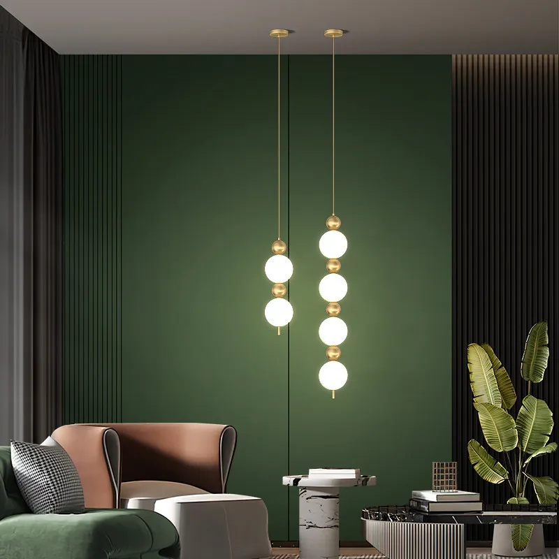 

Modern Milky White Round Ball Pendant Lamps for Bedroom Bedside Living Room Decorative Hanging Light for Hallway Entrance Porch