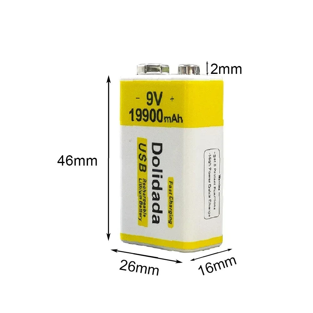 100%New Original 2024 Best-selling 9V 19900mAh+USB Fast Charging Line LI-ION Rechargeable Battery for Electric Fan Flashlight