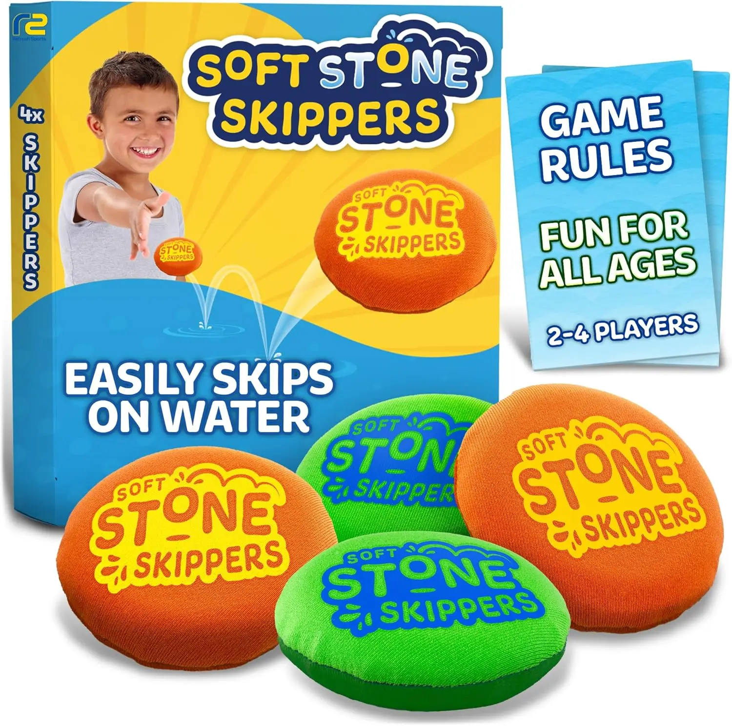 

Fun Water Skipping Discs Set - 4 Pack Pool Toys for All Ages - Beach Games Gift