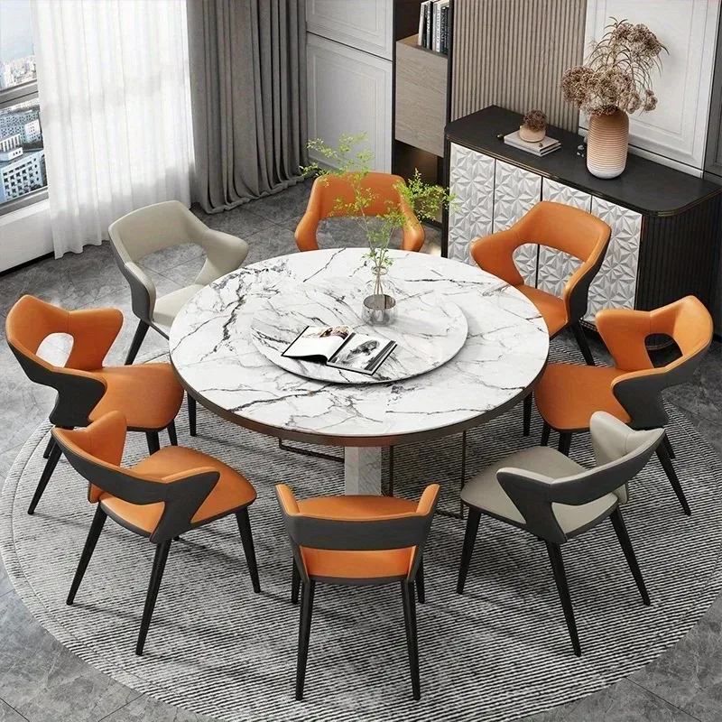 

French Style 1Pc Leather Dining Chair with Backrest, Hollow Design, Suitable for Clubhouse Hotel Western Restaurant Cafe