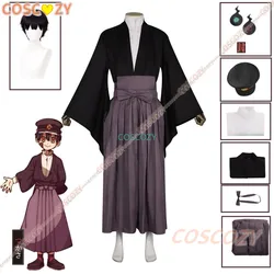 Anime Jibaku Shounen Hanako kun Yugi Amane Cosplay Costumes Toilet bound Hanako kun Cloak Black Full Set Uniform Wig Hat