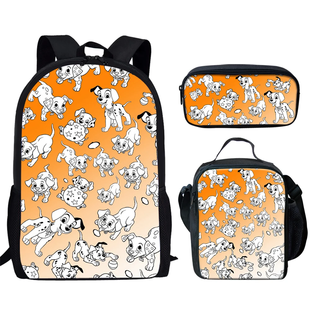 

Cute Gradient Dalmatian Dogs Cartoon Pattern Girls Boys School Bag 3Pcs/Set Backpack With Lunch/Pencil Bag Bolsa Hot