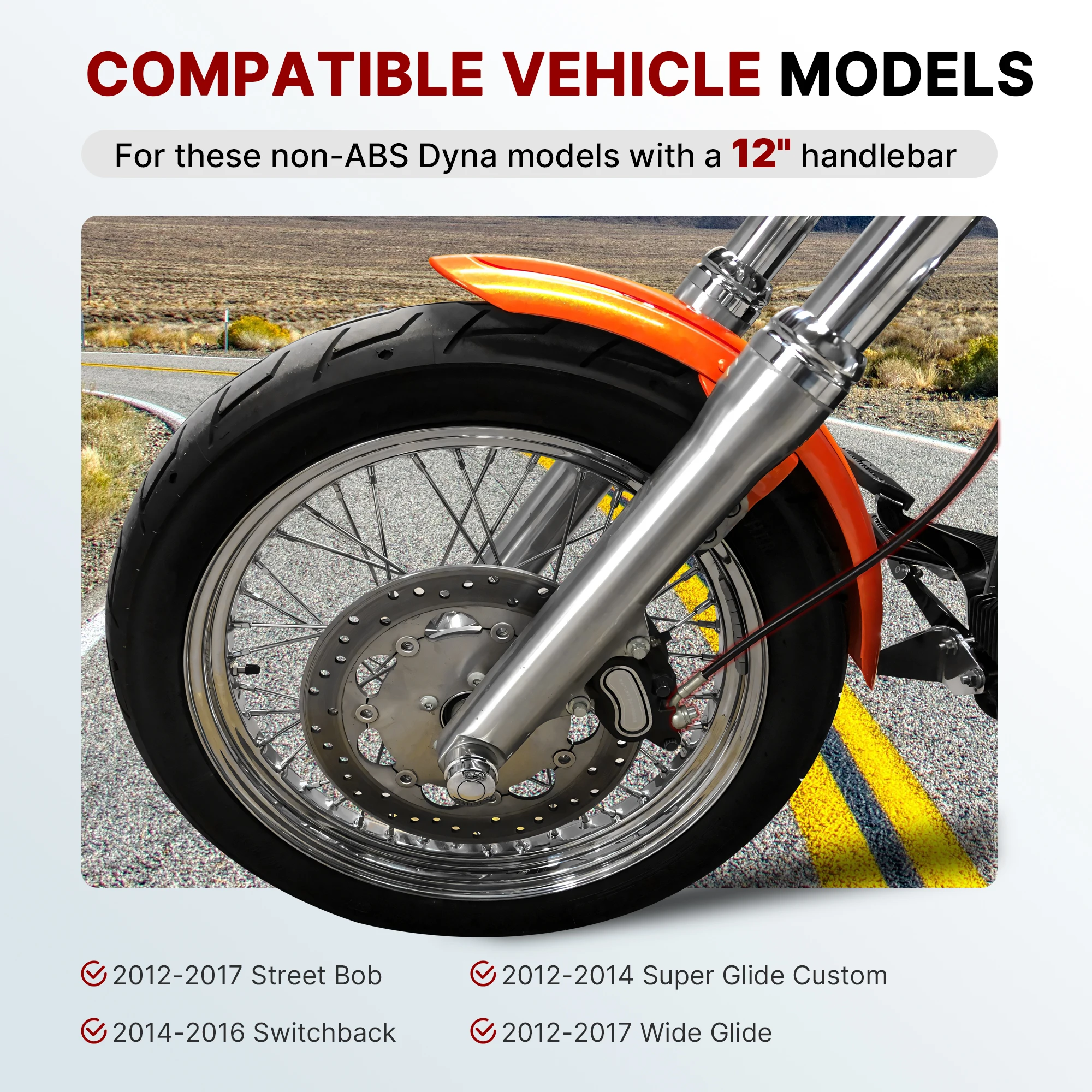 Dyna Handlebar Extension Cable Kit for Harley Dyna Street Bob Super Glide Custom Switchback Wide Glide 2012-2017 No ABS view 2