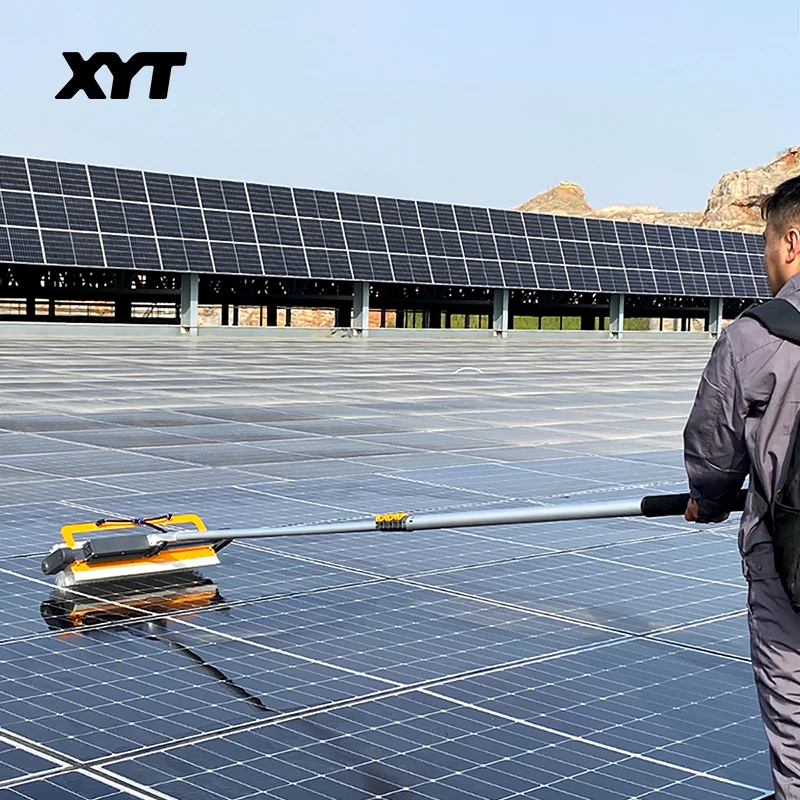 XYT Solar Panel Cleaning Rotating Brush Kit Equipment Machine Cleaner Robot With Water Fed Telescopic Pole