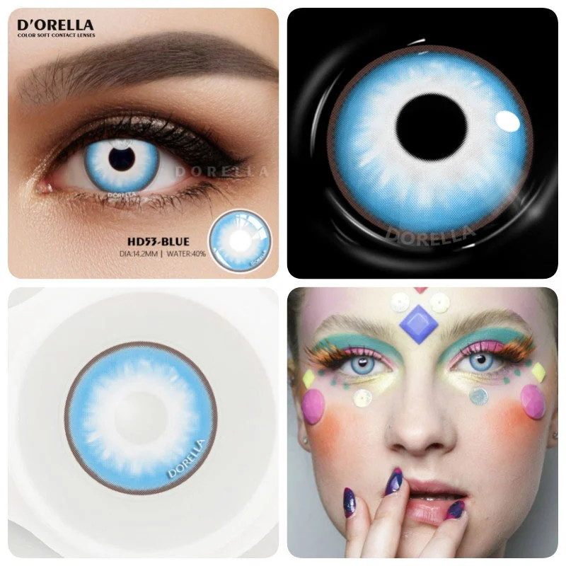 D\'ORELLA 2pcs Colored Contact Lenses For Eyes Cosplay Colored Lenses Blue Contact Lenses Beauty Pupils Halloween Eye Color Lens