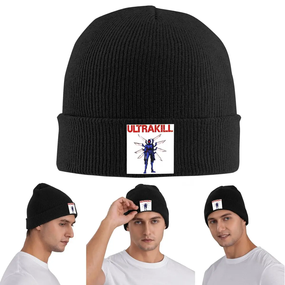 Ultrakill Video Game Accessories Warm Knitted Cap Winter Knit Bonnet Hat Skullies Beanies Hip Hop Caps for Unisex