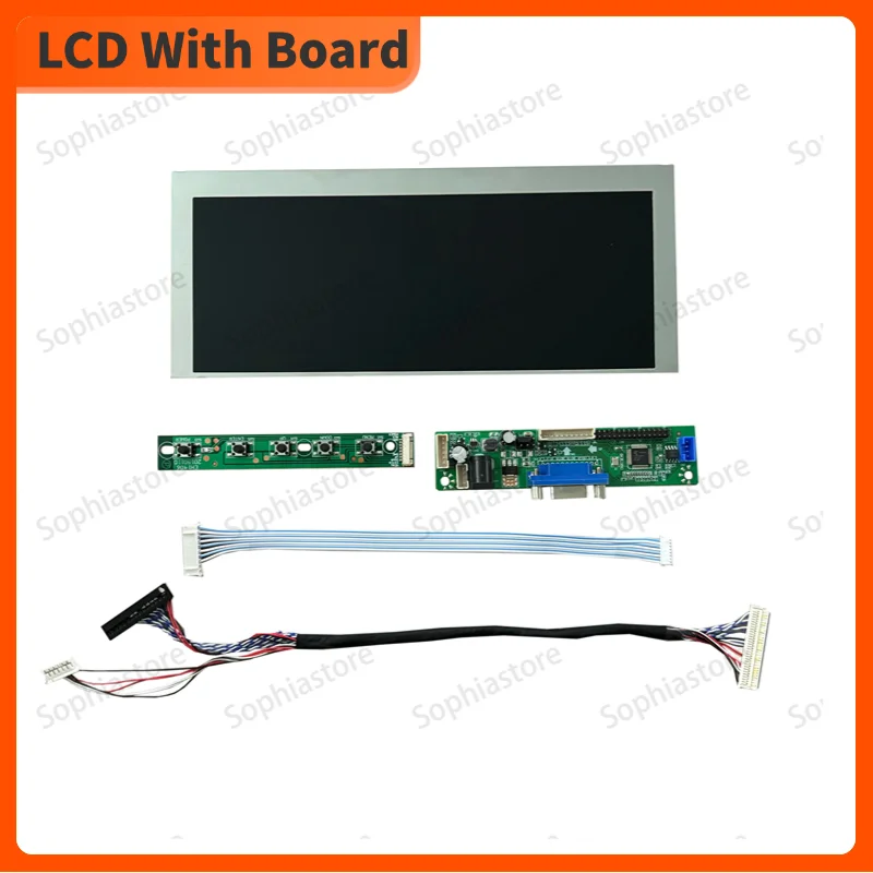 7.8inch AA078AA01 800x300 IPS Brightness 500nit LCD Screen for Advertising screen/Industrial lcd With VGA Controller Board