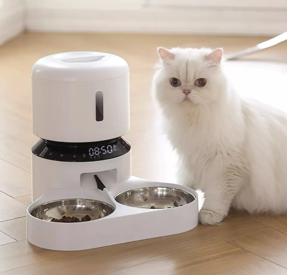 Smart Double Bowls Feeder 3L Timing Quantitative Infrared Induction Self-feeding Dog And Cat Smart Automatic Feeder