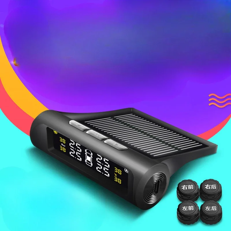 

Voice broadcast Q5 external car solar wireless tire pressure and temperature monitoring system TPMS car tire color screen