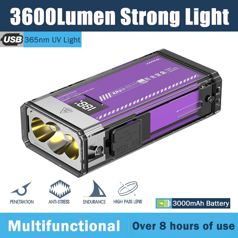 

Супер яркий фонарик, встроенный аккумулятор емкостью 3000 мАч с аккумулятором, 6 режимов освещения, перезаряжаемый водонепроницаемый уличный фонарь типа C