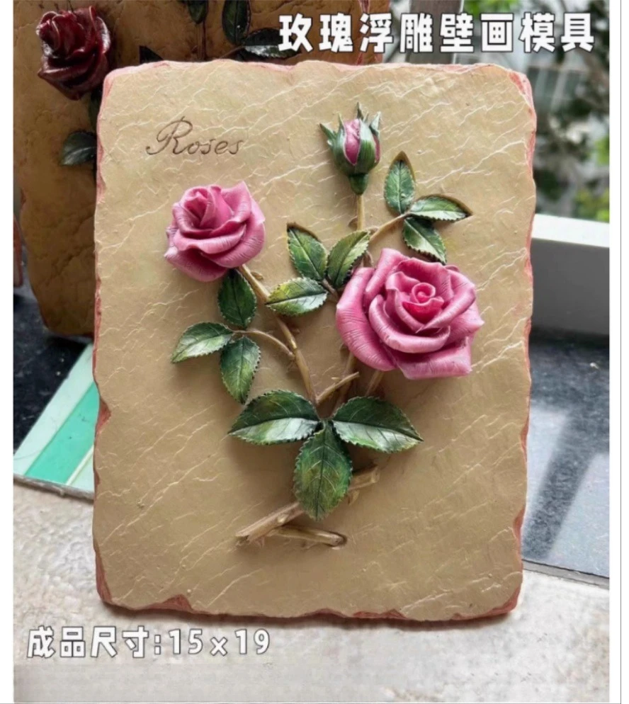 

DIY Paintable Floral Relief Sculpture Medium style Home Decor Creative Desktop Ornament Handmade Art Statue