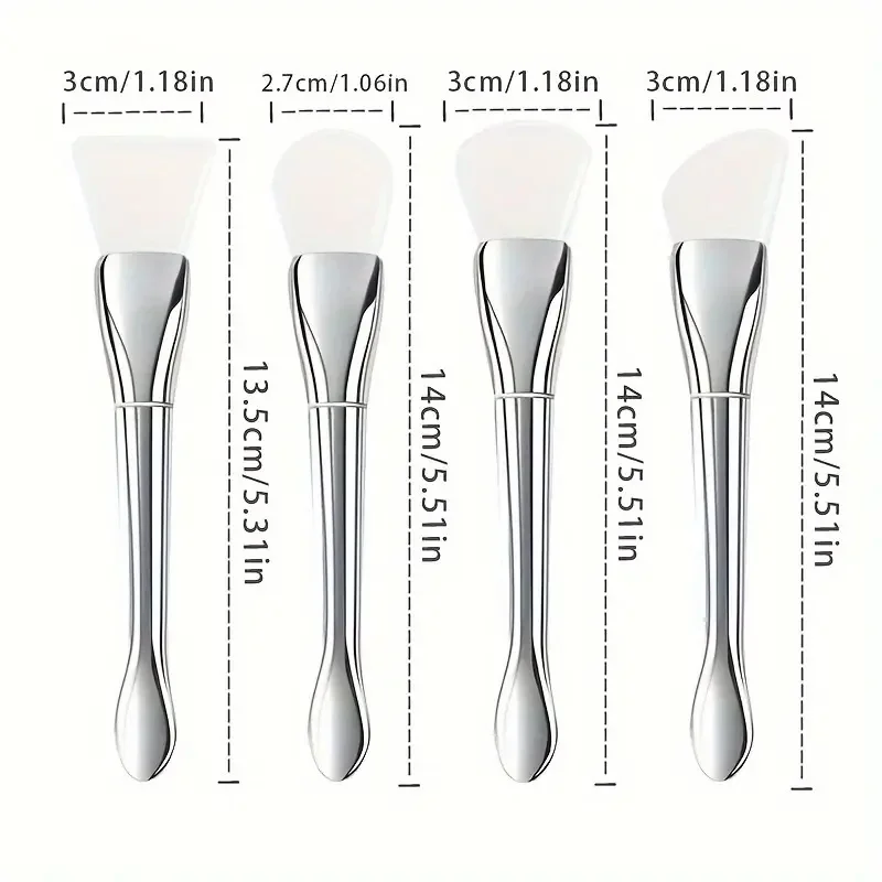 1/4 PCS Silicone Facial Mask Brush Soft Head with Scraper Integrated Dual-use Mud Film Brush DIY Film Adjusting Beauty Tools