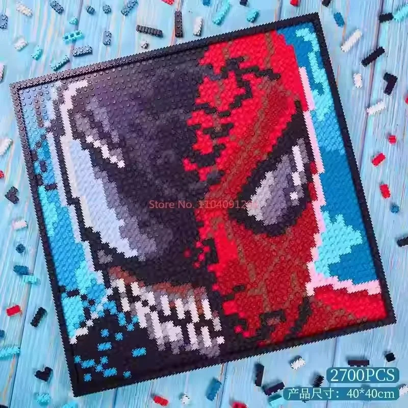 جديد حار جدار ديكور صور Marv الرجل الحديدي والرجل العنكبوت اللبنات الطوب لغز لعبة هدايا للأطفال مع إطار الصورة #6