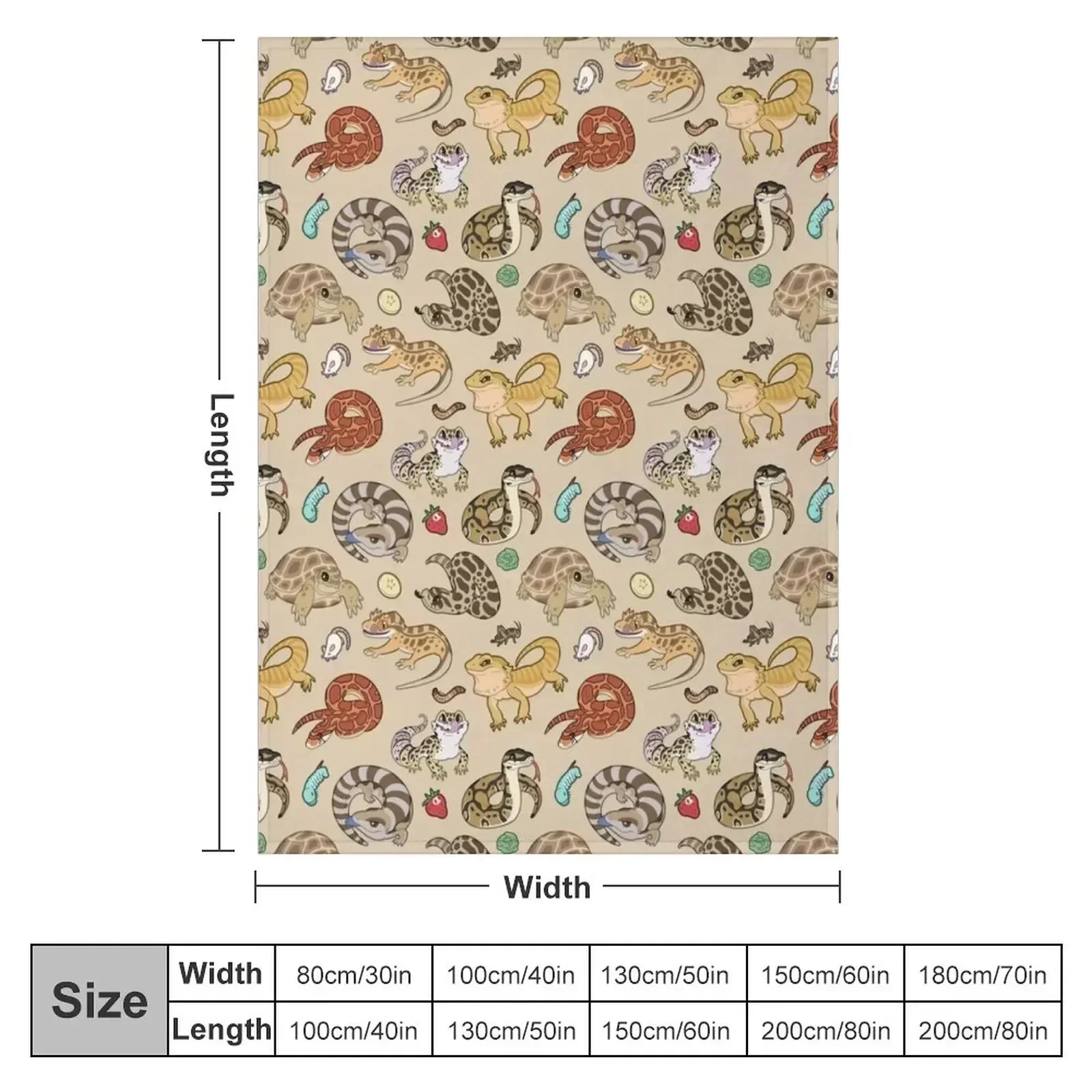 Reptile Pets Pattern - Sand Throw Blanket couch cozy soft plush fuzzy picnic outdoor blanket