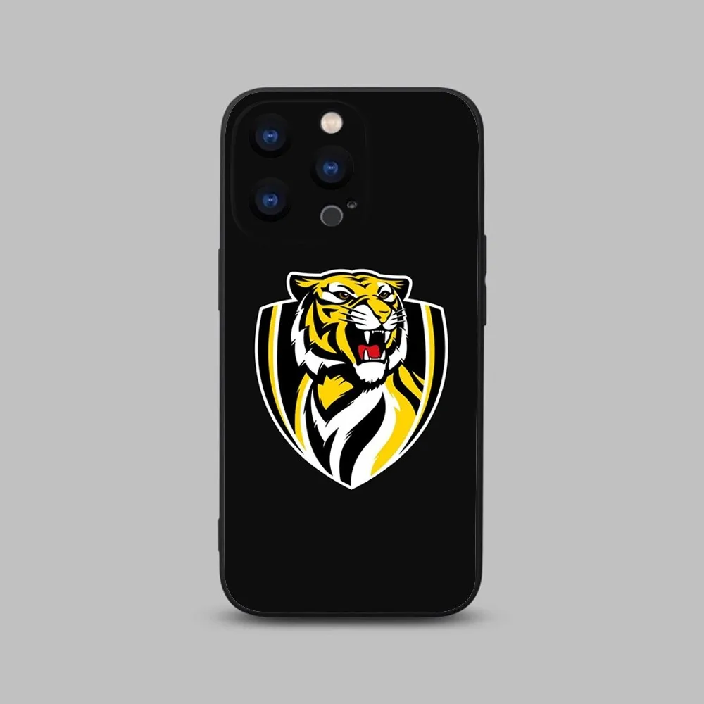 Richmond Tiger Phone Case For iPhone 15,14,13,12,11 Plus,Pro,Max,XR,XS,X,7,8 Plus,SE,Mini Black Silicone Soft