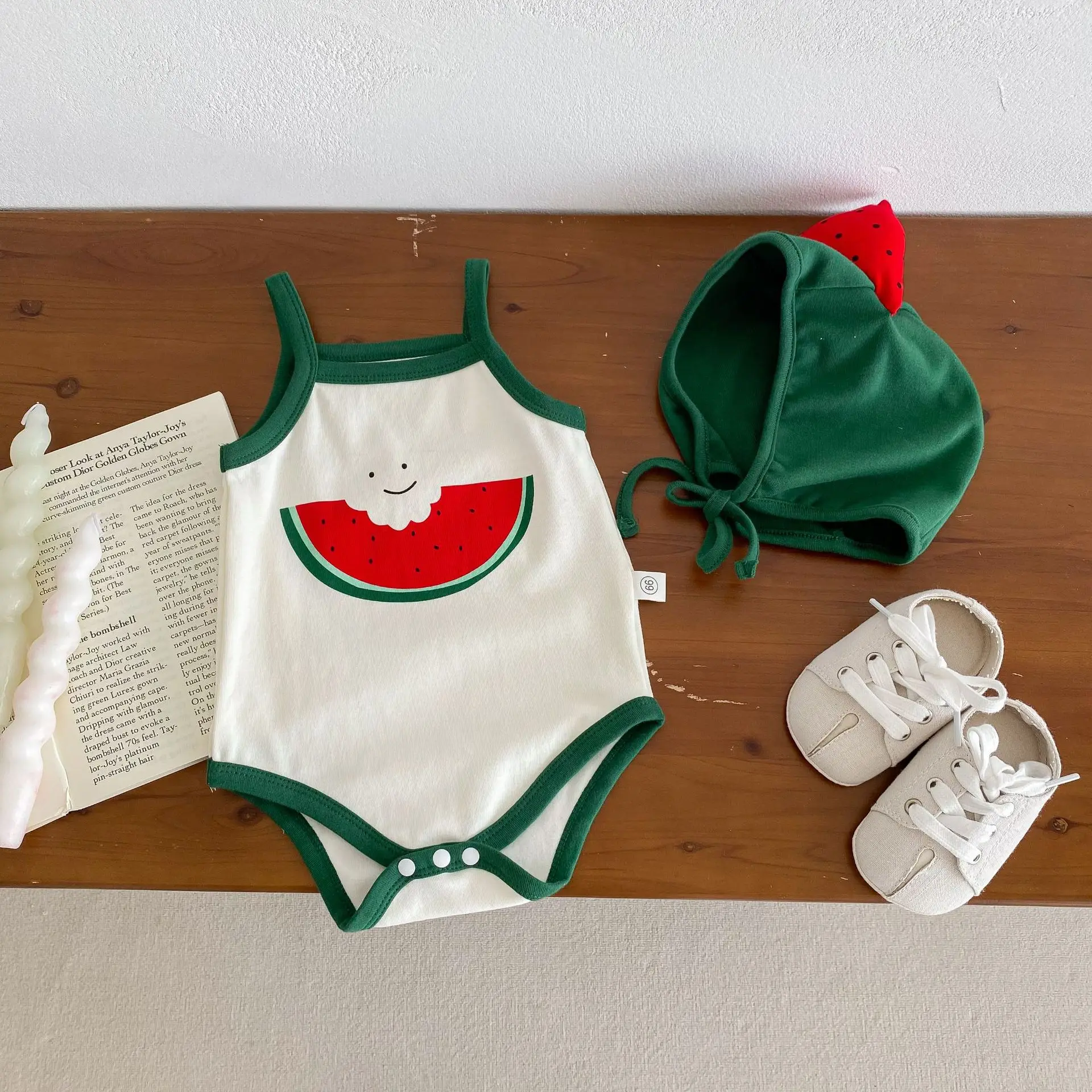 

0-3T Summer Boys and Girls Cotton Watermelon Jumpsuit Baby Sling Wrap Booty Top Triangle Harpy Crawler Vest Sleeveless Onesie