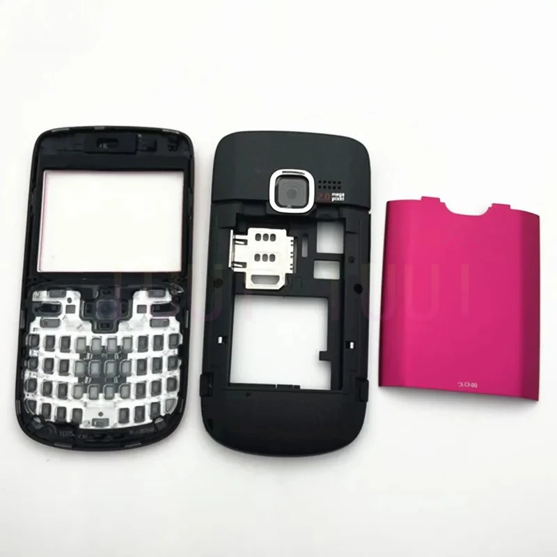 Good Quality Full Housing For Nokia C3 C3-00 Back Case Battery Cover Front+Middle Frame Keypad C3-00 Replacement Part