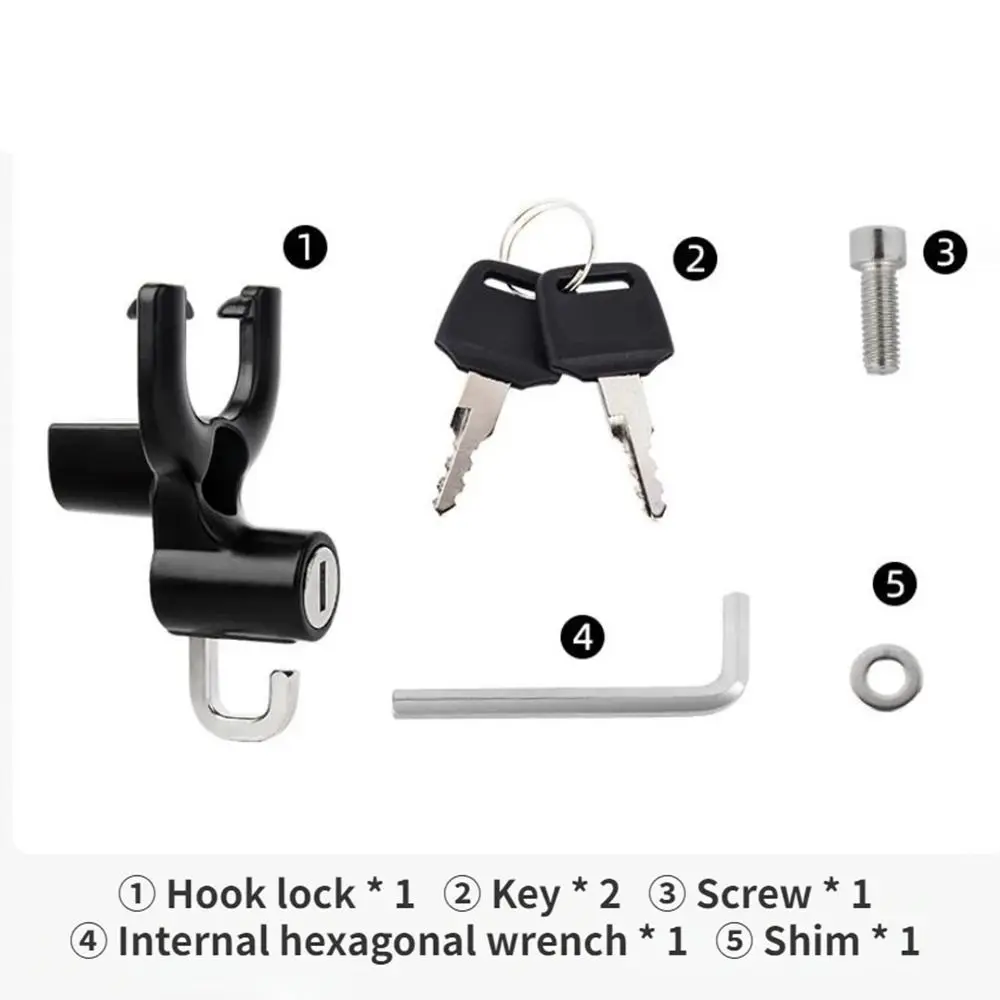 

2 in 1 Motorcycle Helmet Lock Waterproof Universal Helmet Anti-theft Safety Lock with Hook and Two Keys Handlebar Storage