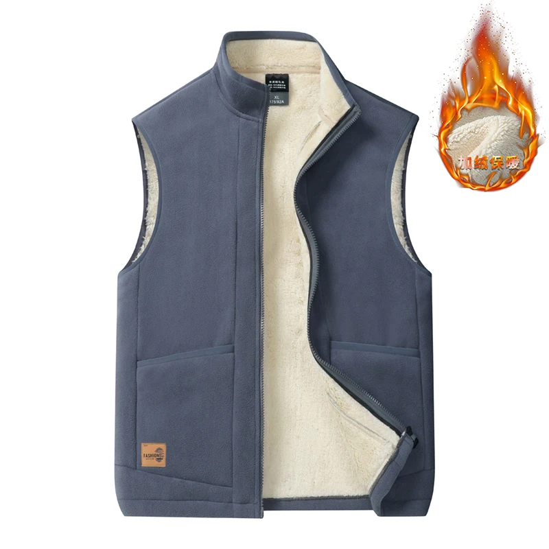 Fashion Fleece Plus Size Male Warm Waistcoat Fleece Vest Men's Lamb Cashmere Warm Sleeveless Coat Men Brand Clothing Winter Vest