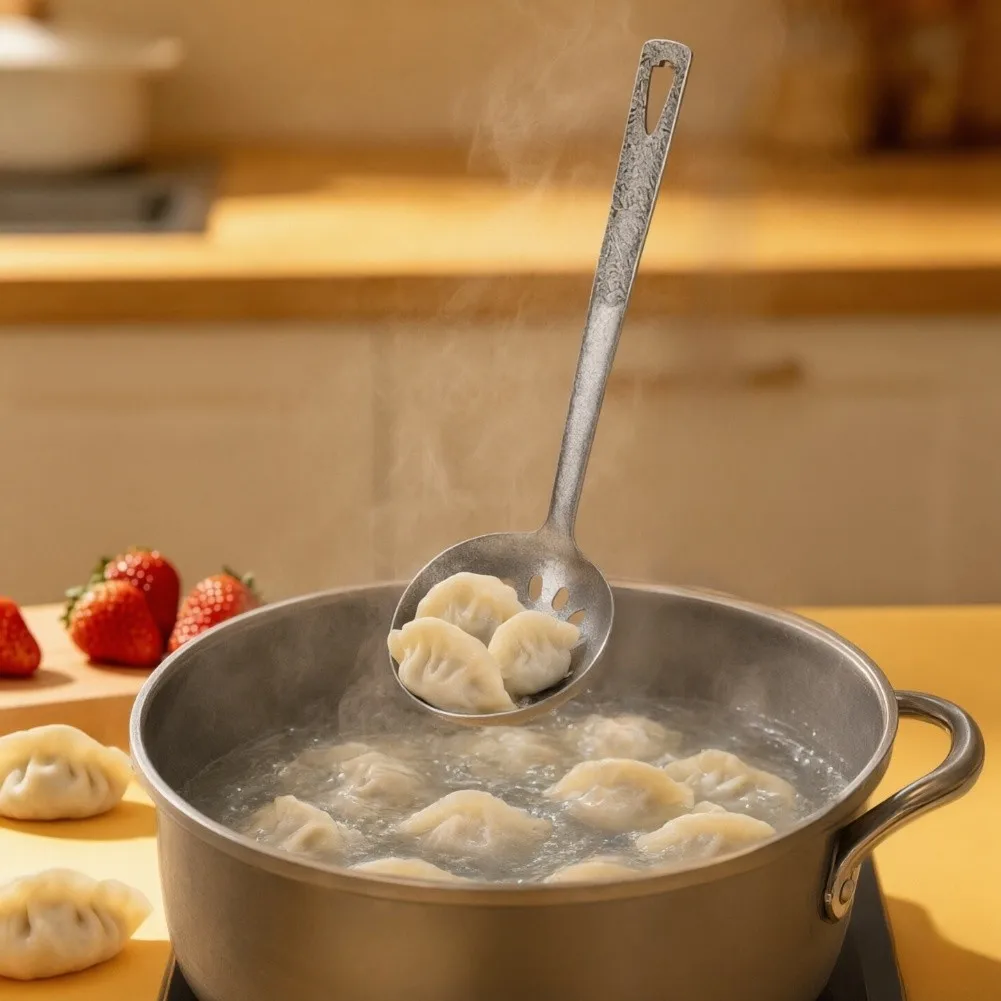 2Pcs Pure Titanium Soup Ladle Slotted Skimmer Spoon For Ultralight Food Safe Cooking Utensil For Home Kitchen Camping