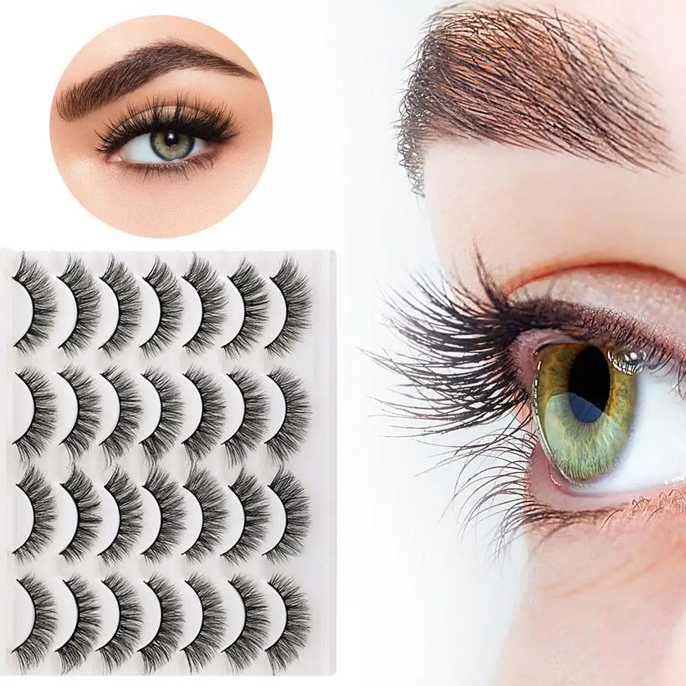 14 par naturalnych sztucznych rzęs Grube puszyste przedłużanie oczu Faux Pack Look That Mink Lashes Lashes Like Black H6y3