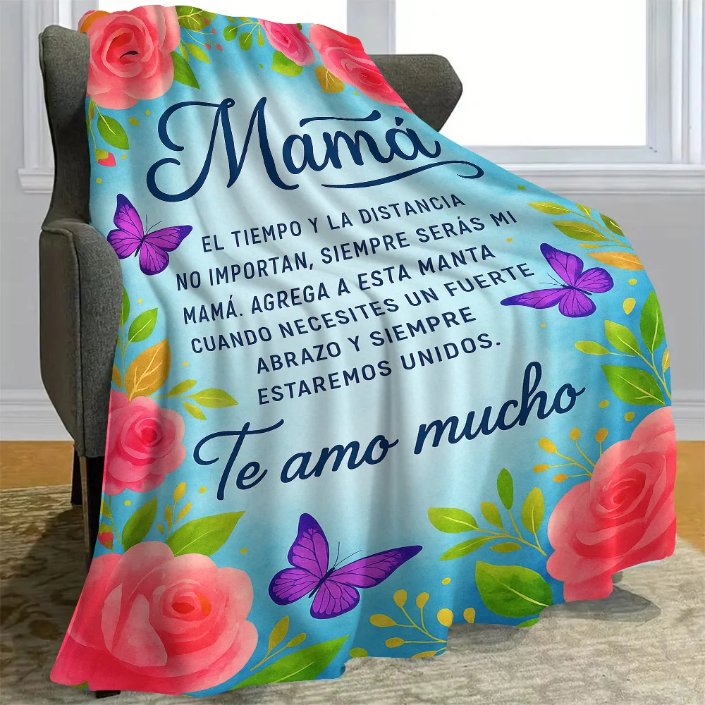 

Одеяло Mama с розами и бабочками, идеальный подарок маме ко Дню матери, уютное одеяло из фетра с сердечками