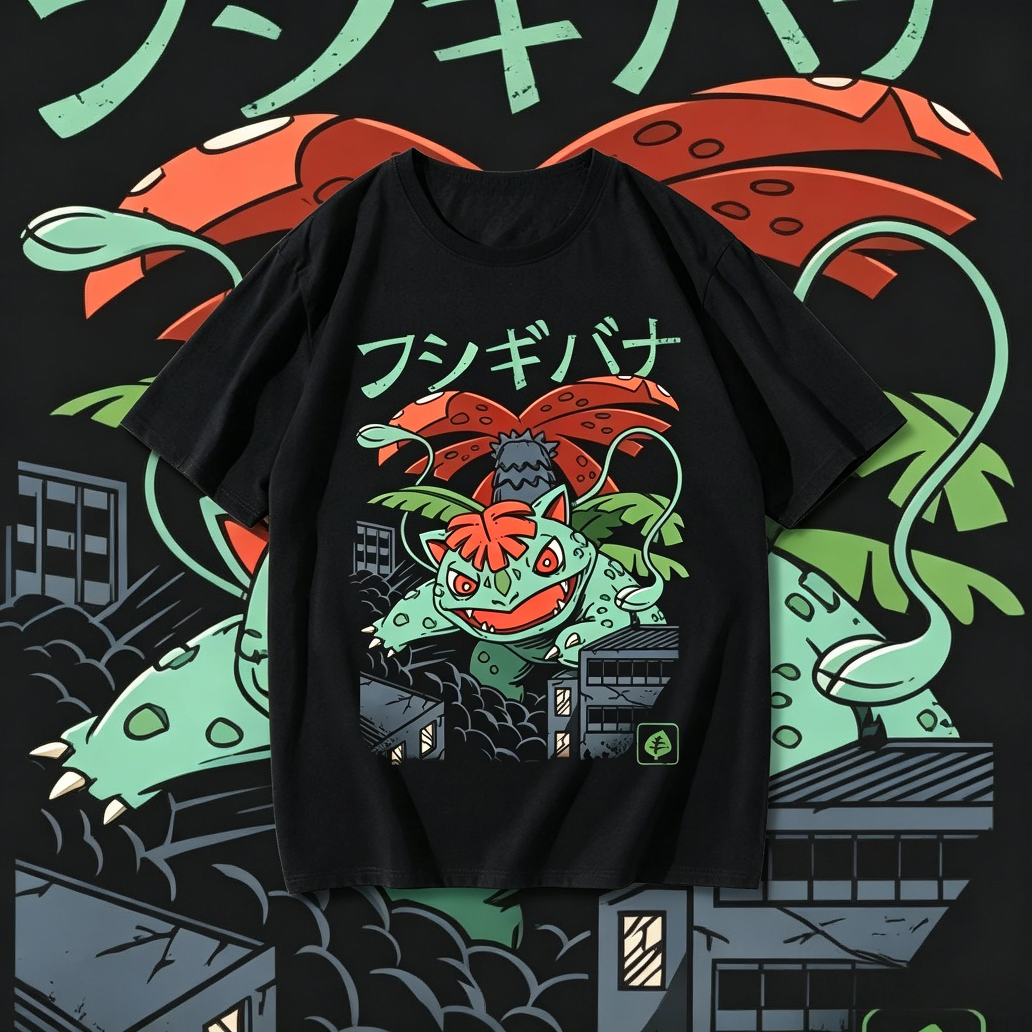 Productos Periféricos de Pokémon, Camiseta de Manga Corta con Diseño de Squirtle, Frog Seed, Gengar, Dragón que Escupe Fuego, Kabi, Bestia de Anime