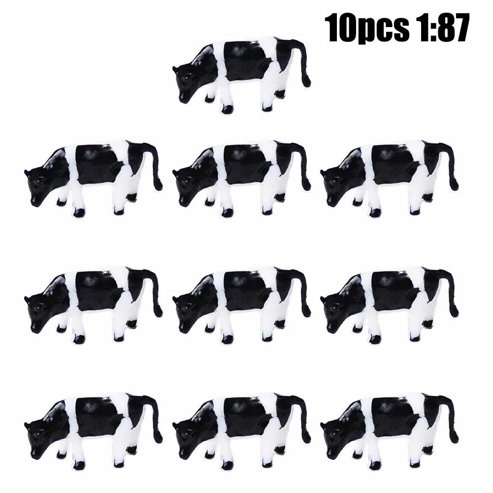 Enhance Learning Potential with 10 Realistic Model Railway Black & White Cows 1 87 Scale HO/OO Gauge Educational Aid