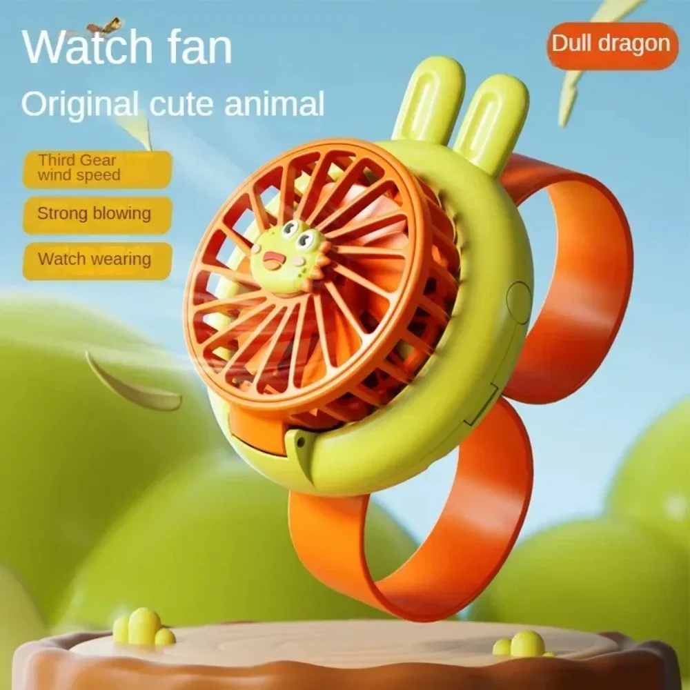 New Handheld Lightweight Children's Mini Fan USB Charging Cute Cartoon Watch Fan Outdoor Portable Small Fan Easy To Carry