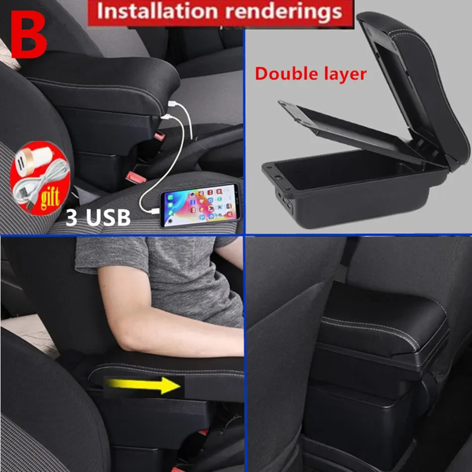 Car Armrest box For Renault Clio 5 Armrest Box For Renault Captur Clio5 central Storage box Retrofit Interior Car Accessories