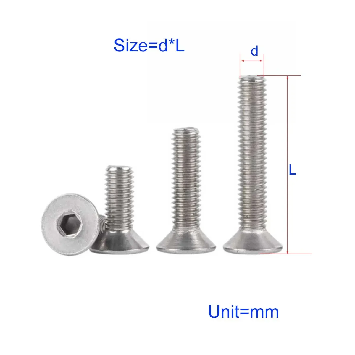 

316 Stainless Steel Countersunk Head Hexagonal Screw M2M3M4M5M6M8