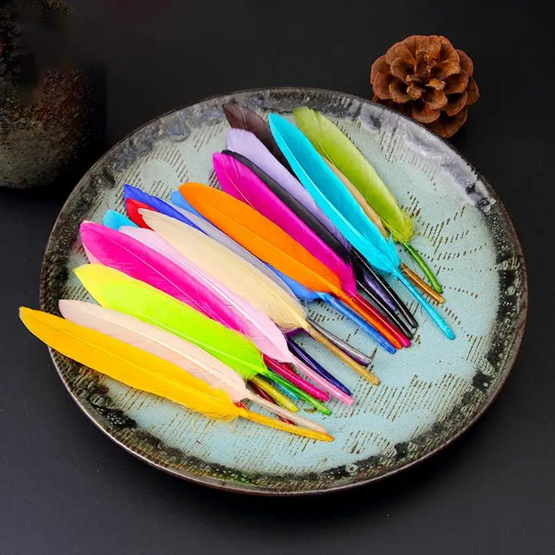 50 Pieces Macaron Feathers Colorful Goose Feathers For Handmade Crafts Wedding Home Decoration Halloween Party Supplies