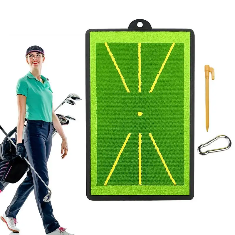 Golf Impact Mat Golf Training Hitting Chipping Mat Heavy Duty Rubber Base Replaceable Golf Swing Mat With Swing Path Feedback