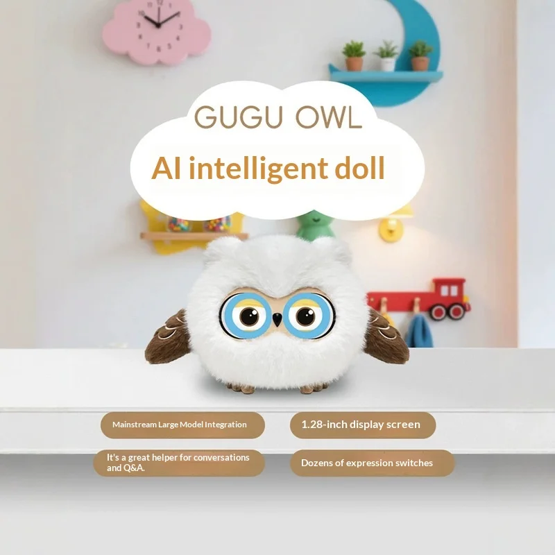 Gugu Owl Ai Smart Plush Toy Overseas Edition Voice Chat Interactive Robot Bluetooth Wifi Dual Eyes Emotional Companion Gift