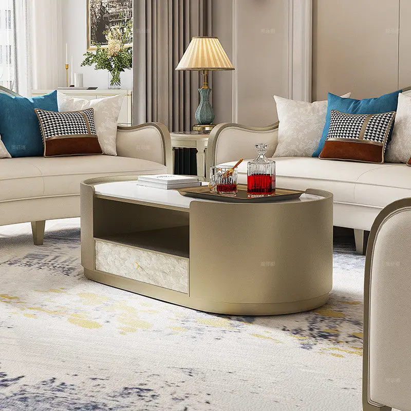 American simple light luxury solid wood shell TV cabinet coffee table combination coffee table coffee table rectangle