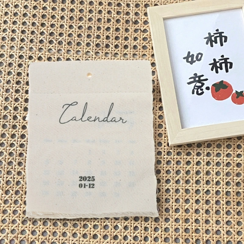 C9GC Artistic 2025 Yearly Cloth Calendar Multifunctional Fabric Advents Calendar 2025 Clear Date Display for Wall or Desk