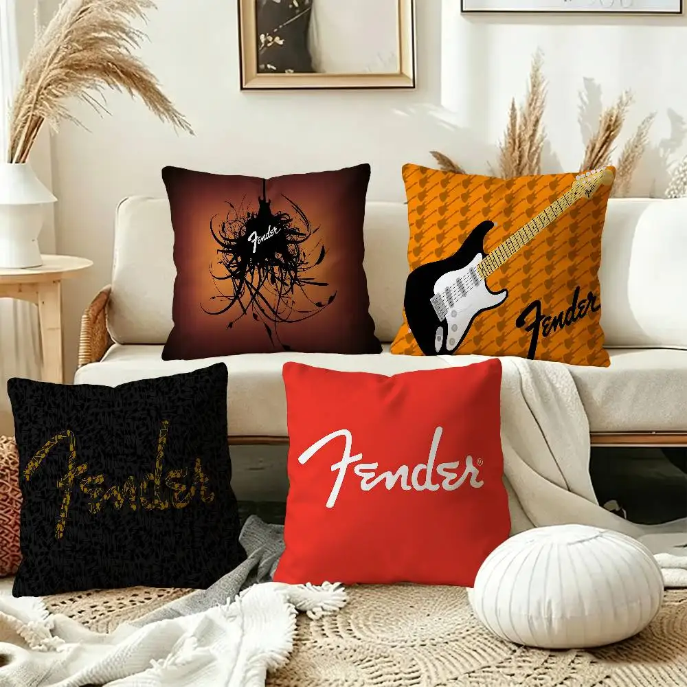 Guitar F-fender logo Personalized Pillow Cover Kids Bedroom Wild Party Decor Pillowcase kid Birthday shower Gift