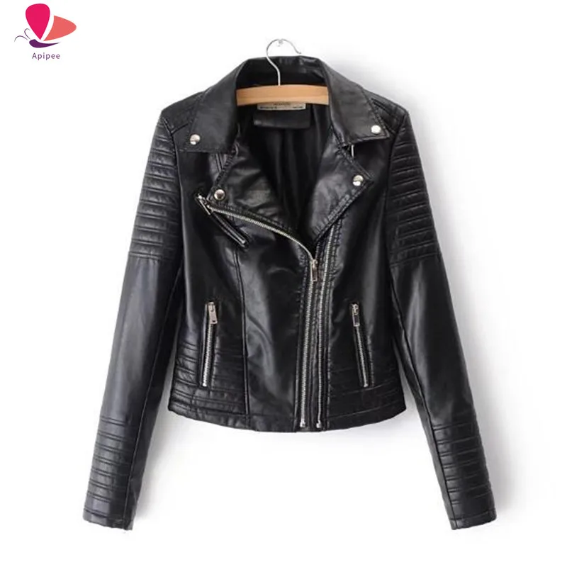 

New Fashion Women's Motorcycle Imitation Leather Jacket Ladies Long-sleeved Autumn And Winter Riding Streetwear Pink Jacket