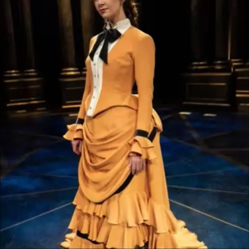 

Victorian Lady Edwardian Dress Royal Princess Ball Dress Cosplay Costume yellow victorian Bustle Gown Dress