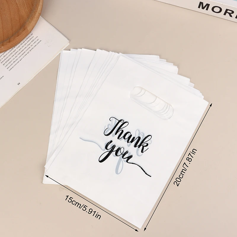 10Pcs Mini Thank You Plastic Gift Bags Reusable Party Bags Plastic Gift Bag For Birthday Thanksgiving Christmas Gift Bag