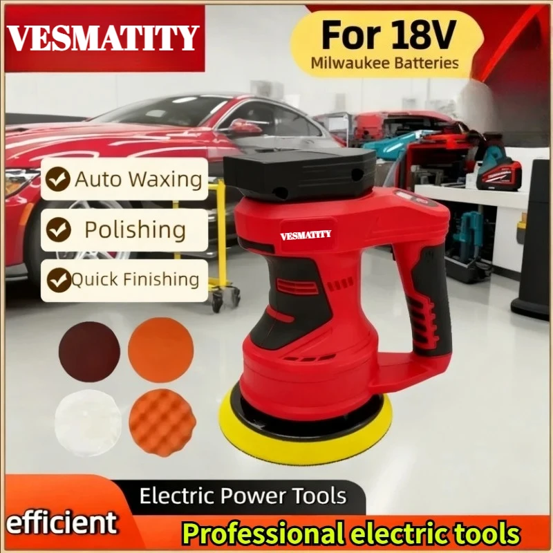 Electric Cordless Car Polisher 8 Gears Polishing Machine Waxing Sanding Sealing Power Tools  For 18V For Milwaukee Battery