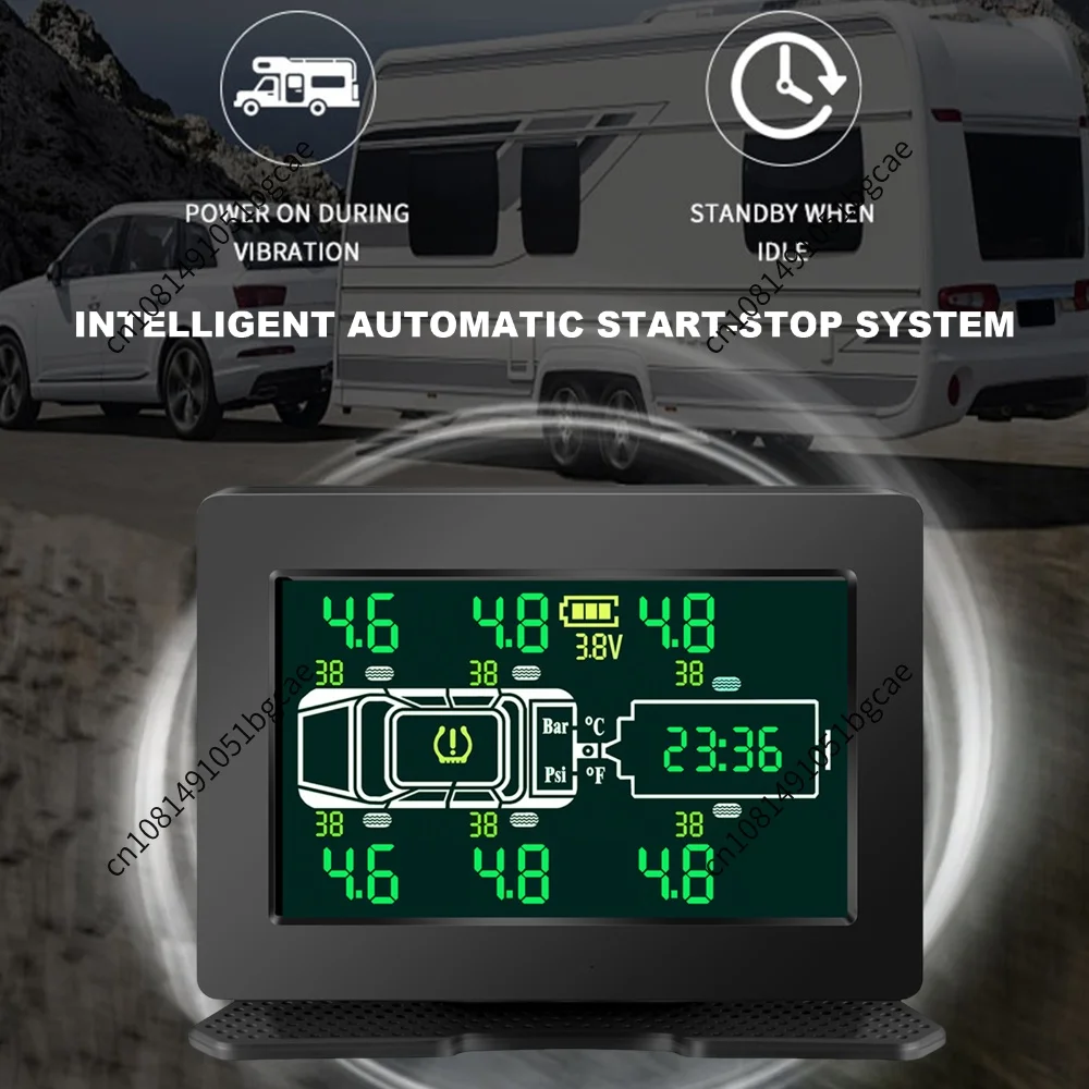 Real-Time Tire Pressure Monitor System Max 8.0 Bar IP67 Waterproof with 4/6/8 Sensors & Large Screen for RV/Trailer/Truck/SUV