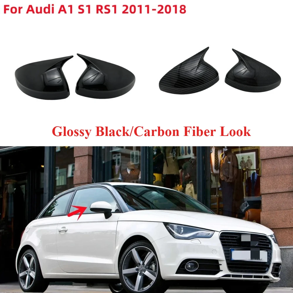 For Audi A1 2011 2012 2013 2014-2018 Pair Car Rearview Side Mirror Cover Wing Cap Exterior Door Housing Trim Add-on